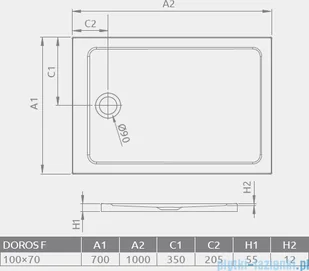 Radaway Doros F 100x70 SDRF1070-01 - Brodziki prysznicowe - miniaturka - grafika 2