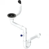 Syfony - LAVEO OKS 223C Syfon 3,5"Z przelewem bez korka Do zlewozmywaka granitowego i kompozytowego 1-komorowego Syfon oszczędzający miejsce w szafce typ Space Saving - miniaturka - grafika 1