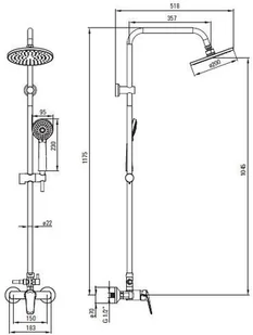 Deante Neo Boro Zestaw prysznicowy ścienny z deszczownicą czarny NERN1RK - Zestawy prysznicowe - miniaturka - grafika 4