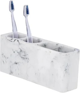 Pojemnik na szczoteczki elektryczne i pastę do zębów DESIO, polyresin imitujący marmur, biały, Wenko - Kubki na szczoteczki do zębów - miniaturka - grafika 2