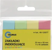 Zakładki indeksujące - TAURUS Zakładki indeksujące 20x50/40 4kol pastelowe - miniaturka - grafika 1