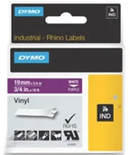 Taśmy do drukarek barwiące - Dymo Oryginał RHINO taśma winylowa 19mm biała na fioletowym 1805421 - miniaturka - grafika 1