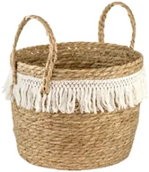 Donice - TAJEMNICZY OGRÓD Osłonka doniczki kosz pleciony 26 cm boho z frędzlami - miniaturka - grafika 1