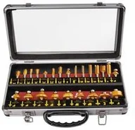 Akcesoria do elektronarzędzi - EXTOL Zestaw frez PREMIUM 44039 do drewna 24 szt w metalowej walizce Stal - miniaturka - grafika 1