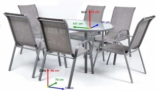 Hecht EKONOMY SET 6 MEBLE OGRODOWE ZESTAW MEBLI OGRODOWYCH STÓŁ + 6 KRZESEŁ STAL ALUMINIUM SZKŁO EKONOMY SET 6 MEBLE OGRO - Meble ogrodowe - miniaturka - grafika 4