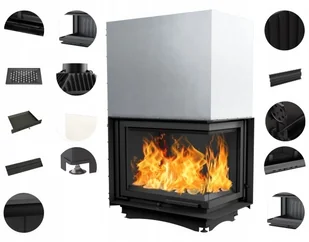 Wkład narożny Amelia 25 prawy Bs gilotyna Dolot - Wkłady kominkowe - miniaturka - grafika 2