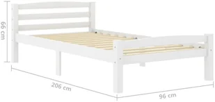 vidaXL Lumarko Rama łóżka, biała, lite drewno sosnowe, 90 x 200 cm! 322068 - Łóżka - miniaturka - grafika 6
