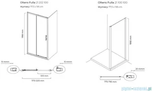 Oltens Fulla kabina prysznicowa prostokątna szkło przejrzyste 120x80cm 20203100 - Kabiny prysznicowe - miniaturka - grafika 2