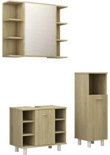 vidaXL 3-częściowy zestaw mebli łazienkowych, dąb sonoma, płyta vidaXL - Meble łazienkowe - miniaturka - grafika 2