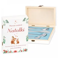 Sztućce dla dzieci - Murrano Zestaw Sztućców Dla Dzieci W Drewnianym Etui Nadruk Króliczki SZT-ANIMALS_DRW-UV-010 - miniaturka - grafika 1