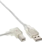 Kable USB - InLine 34516L USB 2.0 kabel, zagięty na B lewo, przezroczysty, 0,3 m - miniaturka - grafika 1