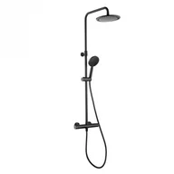 Zestawy prysznicowe - Tiger Splash Akcent Rainfall Zestaw prysznicowy natynkowy z termostatem z deszczownicą czarny 1715140746 - miniaturka - grafika 1