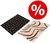 Legowiska dla psów - Vetbed Zestaw Isobed SL Fale koc kremowo-brązowy + Isobed SL Paw czarny/szary Dł z szer. 150 x 100 cm - miniaturka - grafika 1