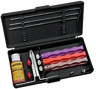 Akcesoria do sztućców - Lansky firmy Weck zestaw do ostrzenia, z 3 kamienie, niski, średni, Fein, w zestawie: Klamra, prowadnica prętów, olej szlifierski, pudełko transportowe LK3DM - miniaturka - grafika 1