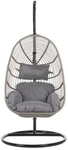 Beliani Fotel wiszący ze stojakiem rattanowy szary CASOLI - Fotele ogrodowe wiszące - miniaturka - grafika 5
