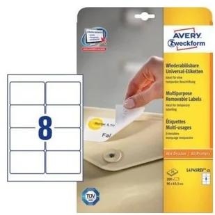 Avery L4745REV-25 etykiety można zdjąć 96 X 63,5 MM 200 sztuk białe L4745REV-25 - Dodatki do drukarek i skanerów - miniaturka - grafika 2