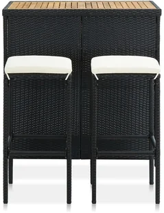 vidaXL 3-częściowy zestaw mebli barowych, polirattan, czarny 313471 - Stoły z krzesłami vidaXL 3-częściowy zestaw mebli barowych, polirattan, czarny 313471 - Stoły z krzesłami - miniaturka - grafika 11