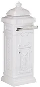 Skrzynki na listy - Relaxdays RELAXDAYS skrzynka pocztowa stojąca w kształcie kolumny, stylizowana na dawną, o dawnym brytyjskim wzornictwie z motywem rogu pocztowego, z nierdzewnego aluminium, o wymiarach: 106 x 38 x 34 cm, biały 10020106_49 - miniaturka - grafika 1