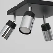 Lampy sufitowe - EULUNA Spot sufitowy Net czarny/chrom, kwadrat, 4-pkt. - miniaturka - grafika 1
