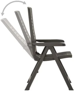 vidaXL Rozkładane krzesła do ogrodu, 2 szt., plastikowe, antracytowe! 315831 - Fotele i krzesła ogrodowe - miniaturka - grafika 5