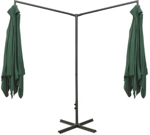 vidaXL Podwójny parasol na stalowym słupku, zielony, 600x300 cm vidaXL - Parasole ogrodowe - miniaturka - grafika 6
