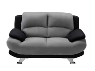 Sofy i kanapy - Vente-Unique Sofa 2-osobowa z mikrofibry MUSKO - Model dwukolorowy: szaro-czarny. - miniaturka - grafika 1