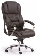 Fotele i krzesła biurowe - Halmar Fotel biurowy gabinetowy FOSTER ciemny brąz - skóra - miniaturka - grafika 1