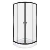 Kabiny prysznicowe - Novoterm Kabina prysznicowa z brodzikiem 90x90 Olga Black Kerra - miniaturka - grafika 1