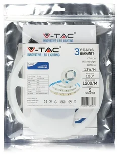 v-tac Taśma LED V-TAC SAMSUNG CHIP 2835 600LED 12V IP20 12W/m VT-5-120 3000K 1200lm - Taśmy LED - miniaturka - grafika 4