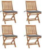 Fotele i krzesła ogrodowe - vidaXL Składane krzesła ogrodowe z poduszkami, 4 szt., drewno tekowe! 3072808 - miniaturka - grafika 1