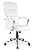 Fotele i krzesła biurowe - Halmar Krzesło biurowe obrotowe białe eko skóra AURELIUS na podstawie chrom - miniaturka - grafika 1