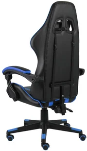 vidaXL Fotel dla gracza, czarno-niebieski, sztuczna skóra vidaXL - Fotele gamingowe - miniaturka - grafika 4
