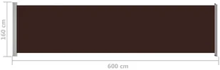vidaXL Wysuwana markiza boczna na taras, 600 x 160 cm, brązowa vidaXL - Pawilony ogrodowe - miniaturka - grafika 8