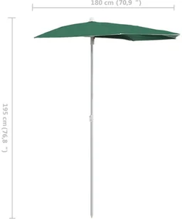 vidaXL Półokrągły parasol ogrodowy na słupku, 180x90 cm, zielony 315560 - Parasole ogrodowe - miniaturka - grafika 7