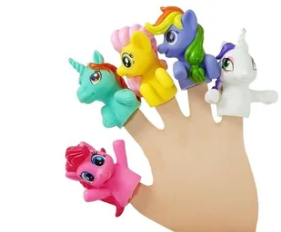 Import LEANToys Nakładki na palce Kucyki Pacynki Jednorożec 5 el 5140 - Pacynki - miniaturka - grafika 2