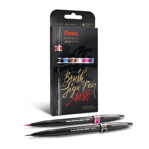 Pentel Pisaki artystyczne 6kol Artist Brush Sign Pen SESF30C-ST6ACENPVPL - Flamastry - miniaturka - grafika 2