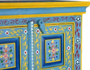 vidaXL Szafka z litego drewna mango, turkusowa, ręcznie malowana - Komody - miniaturka - grafika 8