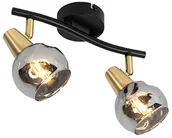 Lampy sufitowe - QAZQA Spot art deco mosiądz przydymione szkło 2-źródła światła - Vidro - miniaturka - grafika 1