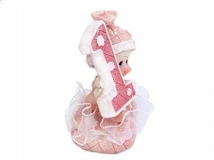 Party Deco Figurka dziewczynka 1 urodziny różowa - 7 cm DF10D - Baby shower i roczek - miniaturka - grafika 2