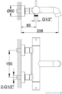 KOHLMAN Axel Black bateria wannowa z termostatem bez zestawu prysznicowego czarny mat QW710AB | - Baterie umywalkowe - miniaturka - grafika 2