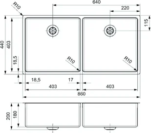 Reginox NEW YORK 40x40 + 40x40 - Zlewozmywaki - miniaturka - grafika 2