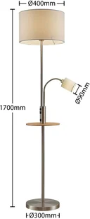 LINDBY Lindby Aovan lampa podłogowa półka i USB, nikiel - Lampy stojące - miniaturka - grafika 3