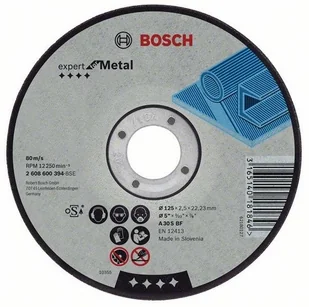 Bosch Tarcza tnąca, prosta, do metalu średnica 125 mm, grubość 2,5 mm, 2608600394 - Materiały ścierne - miniaturka - grafika 3