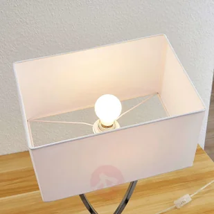 LUCANDE Lucande Evaine lampa stołowa chrom, klosz biały - Lampy stojące - miniaturka - grafika 5