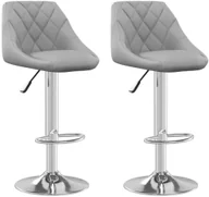 Taborety i hokery - vidaXL Stołki barowe, 2 szt., jasnoszare, obite aksamitem - miniaturka - grafika 1