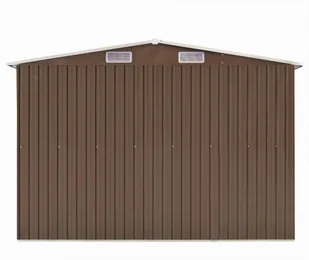 vidaXL Szopa ogrodowa, 257 x 398 x 178 cm, metal, brązowa - Altany ogrodowe - miniaturka - grafika 6