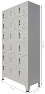 vidaXL Szafka z 18 zamykanymi przegrodami, metalowa, 90 x 40 x 180 cm - Komody - miniaturka - grafika 6