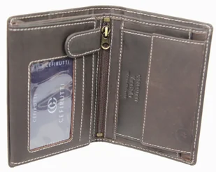 Cefirutti Portfel Męski Duży Pionowy Bez Zapinki Dwa Skrzydełka z Zapinką Wewnątrz Skóra Naturalna Matowy HT 7680277 - Portfele - miniaturka - grafika 4