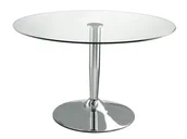 Stoły - Unique Vente Okrągły stół do jadalni NOLAN - Hartowane szkło i chromowany metal - miniaturka - grafika 1