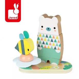 Janod Układanka drewniana piramida Miś Pure - Układanki dla dzieci - miniaturka - grafika 2